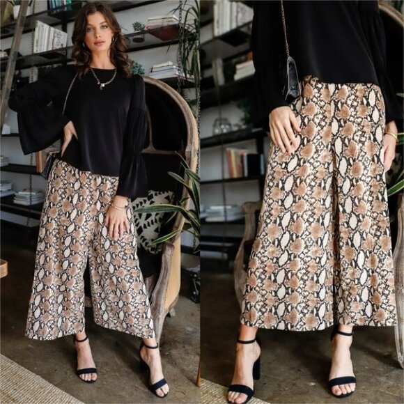 MODERN GIRLS Snake Print Wide Legged Pants - Picture 1 of 7